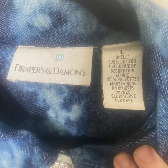 Drapers & Damons Floral Embroidered Jacket Womens Size L Lined Button Down Long - Picture 2 of 11